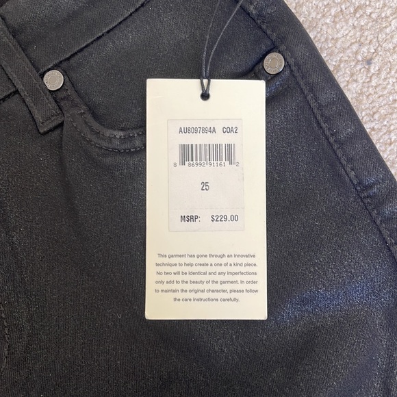 NWT 7 For all Mankind black shiny the ankle skinny jeans - Picture 4 of 7